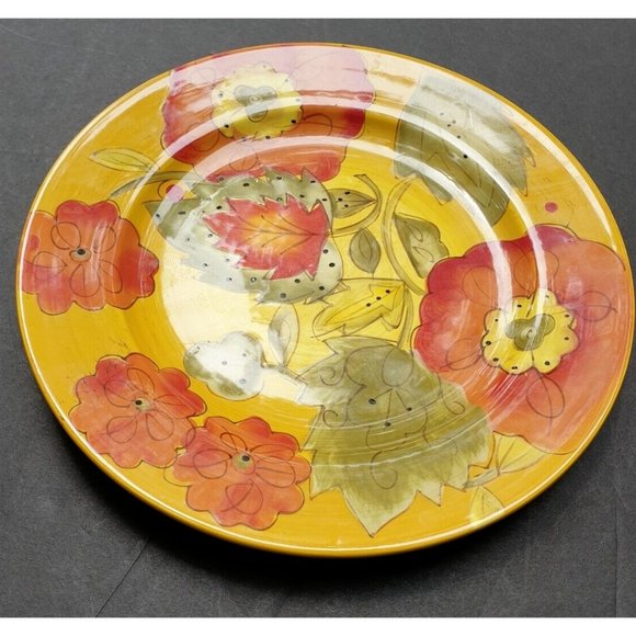 LAURIE GATES WARE Salad Plate Fall Colors Leaves Flowers - Picture 2 of 9